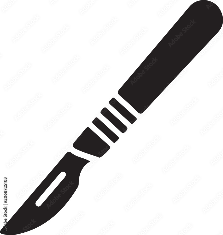 Naklejka premium Close-up isolated black and white striped kitchen knife on plain background,Generative AI