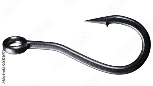 Photos Sharp metal fishing hook with eyelet and barb