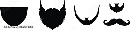 Fotografie Beard and Mustache Silhouette Collection with Various Facial Hair Styles