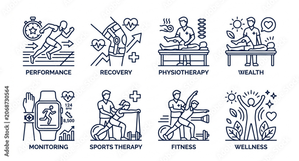 Obraz premium Cardiology and heart care outline icon set with cardiovascular health symbols