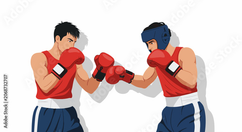 Two boxers engaged in a fierce match