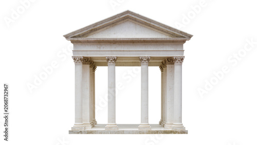 Obraz na płótnie Classical Greek temple facade with Corinthian columns and pediment