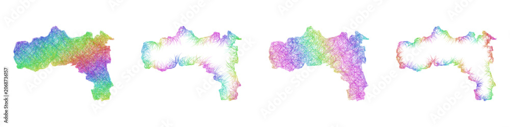 Fototapeta premium Rainbow color sketch Tigray map design set