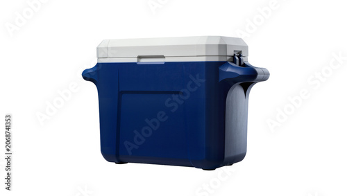 Cuadro en lienzo Blue and white portable cooler box with handles
