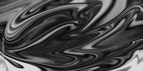 Dark Black Abstract Fluid Swirl Background with Smooth Gradient Waves and Metallic Texture