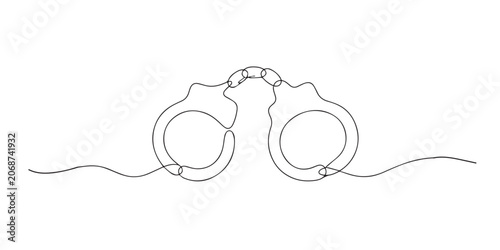 Tableau sur toile One continuous line drawing of handcuffs