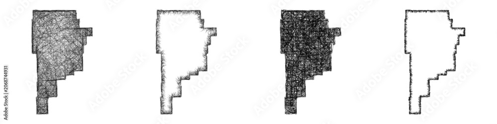 Fototapeta premium Sketch monochrome Sweet Grass County (Montana) outline map design set