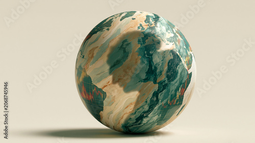 A globe with financial graphs wrapped around it, overlaid with the shadow of political turmoil, illustrates the global impact of political instability on investment returns. The image is designed