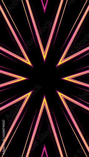 Neon Pink and Yellow Starburst Abstract Background Geometric Light Rays Futuristic Retro Energy Design