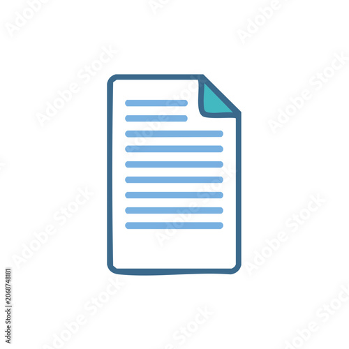 Flat Document Icon with Text Lines