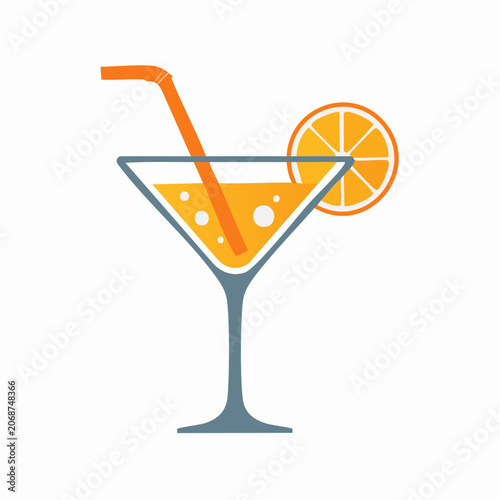 Orange Cocktail with Slice and Straw