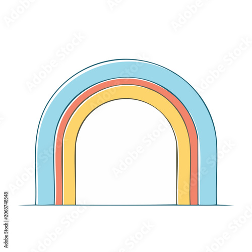 Simple rainbow illustration with blue, yellow, and orange stripes