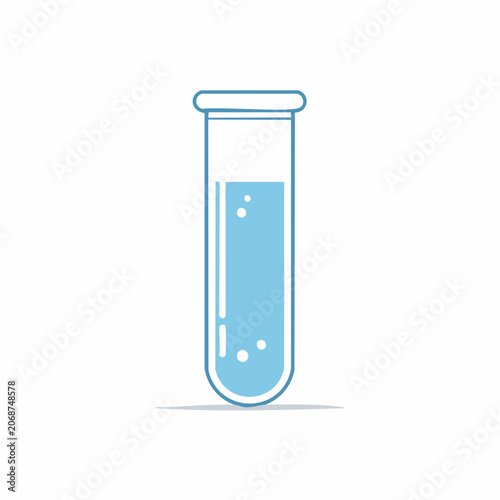 Test Tube with Blue Liquid and Bubbles