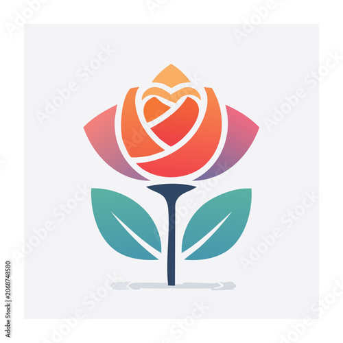 Stylized rose logo with heart shape and gradient colors