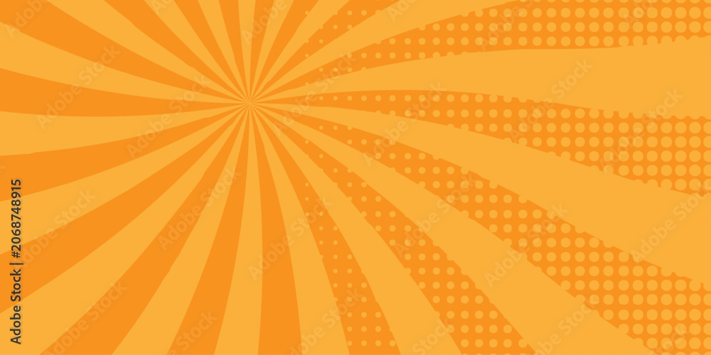 Fototapeta premium Vector sunray stripe background. Light sunburst glowing background. Sunburst pattern summer social banner. vector illustration pattern beam rays. Spiral dot radial striped backdrop design.