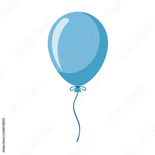 Blue balloon with string, flat design illustration