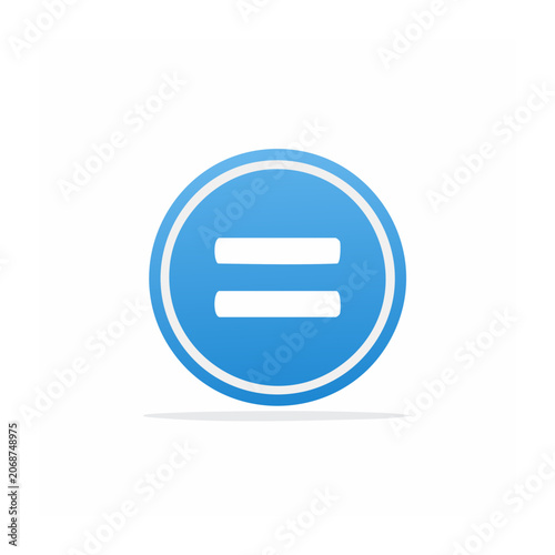 Blue equals sign icon on white background