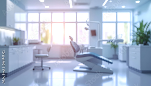 Modern Dental Clinic Interior with Natural Light and Equipment.