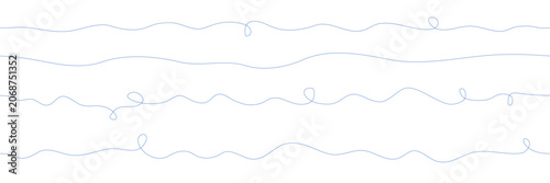Seamless wavy line border set. Curved squiggly line vector element collection. Hand drawn swirly lines. Line divider collection.
