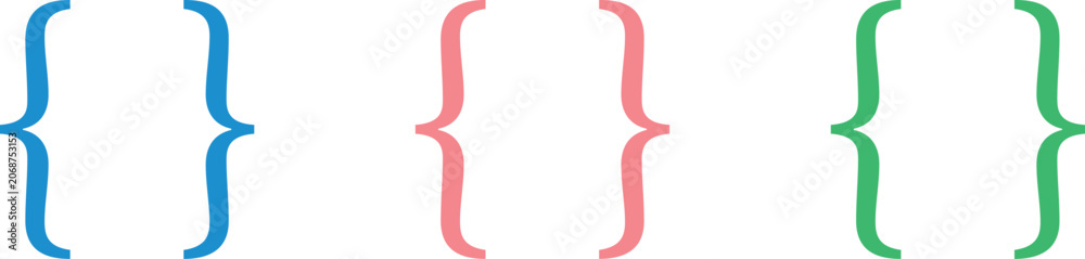 Fototapeta premium Curly Braces Symbols Set Colorful Bracket Icons for Coding Mathematics and Programming