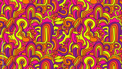 Obraz na płótnie Psychedelic groovy seamless pattern vibrant abstract background