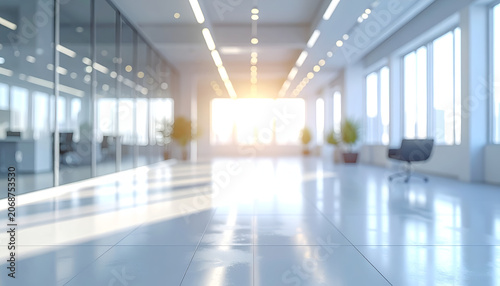Modern Office Interior with Natural Light and Sleek Design.