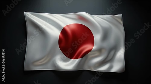 Flag Scene Waving in Dark Studio Light