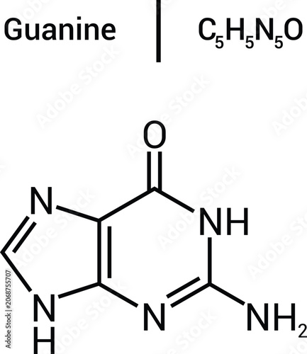 Bilde på lerret Guanine Chemical Structure Purine Nucleobase Molecule Formula Diagram