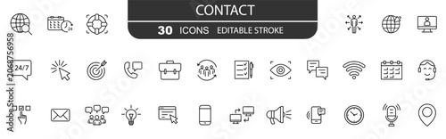 Valokuva Contact line icons set