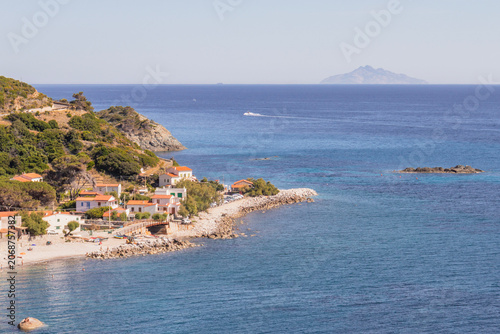 High angle view of Montecristo from Capoliveri (Elba island, Tuscany, Italy)