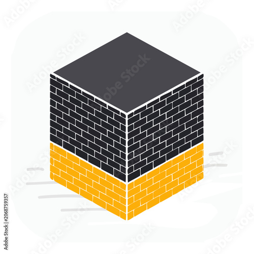 Isometric brick wall cube vector illustration