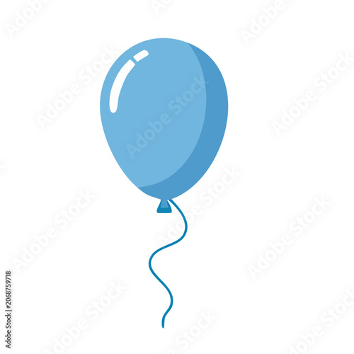 Blue balloon with string icon on transparent background