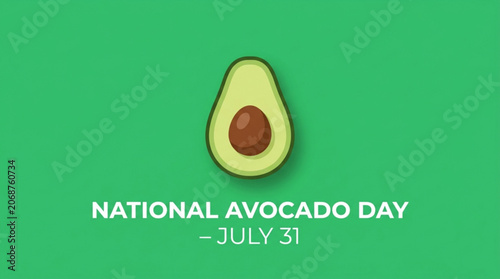 Avocado half with pit flat vector illustration for National Avocado Day on July 31 healthy food concept for web and print
