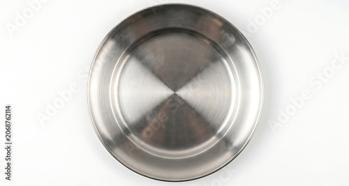 Empty Stainless Steel Plate with Brushed Metal Finish