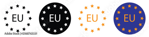 European Union EU flag badge icon set, Europe stars circular symbol vector
