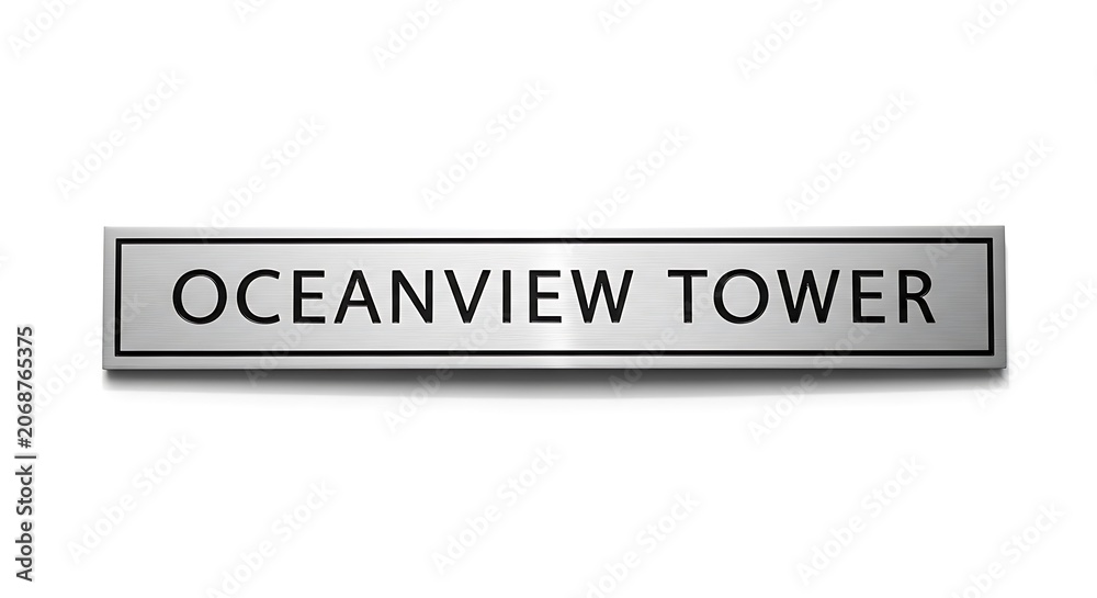 Fototapeta premium Oceanview Tower Sign on White Background.
