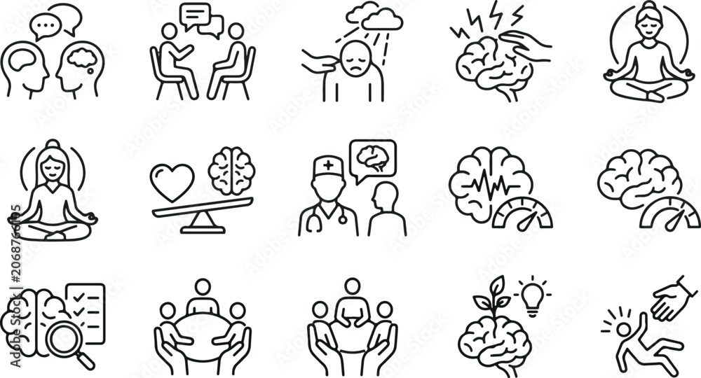 Obraz premium Collection of human emotion and activity doodle illustrations