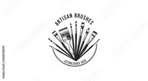 Artisan Brushes Vintage Emblem with Painting Tools