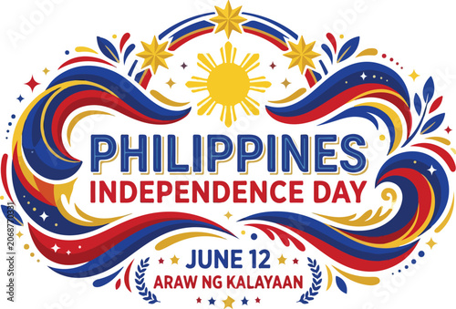 Fotografie Philippines independence day celebration with sun and stars