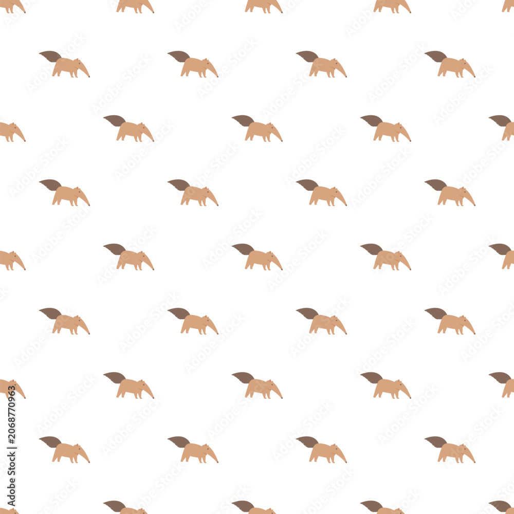 Fototapeta premium Cute anteater animals walking as a seamless repeating pattern