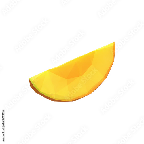 Low Poly Slice of Ripe Mango Fruit