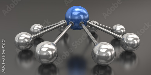 3d Netzwerk glänzender Kugeln als symbolische Darstellung eines Teams mit Führungsverantwortung. 