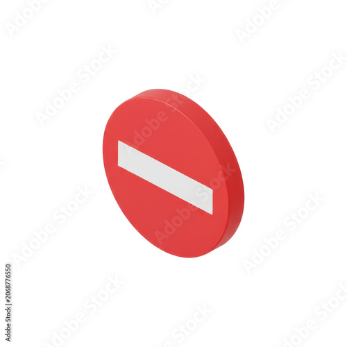Red Circular Road Sign with White Horizontal Bar
