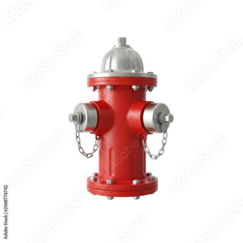 Classic Red Fire Hydrant with Silver Cap