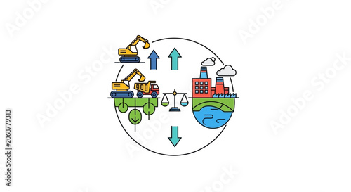 Environmental Balance: Industry vs Nature, Sustainability, Ecology