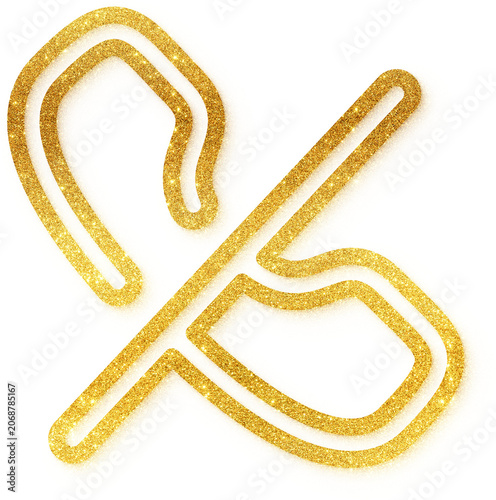Bild auf Leinwand Call silent mute icon with gold glitter stroke outline for silent phone no ring