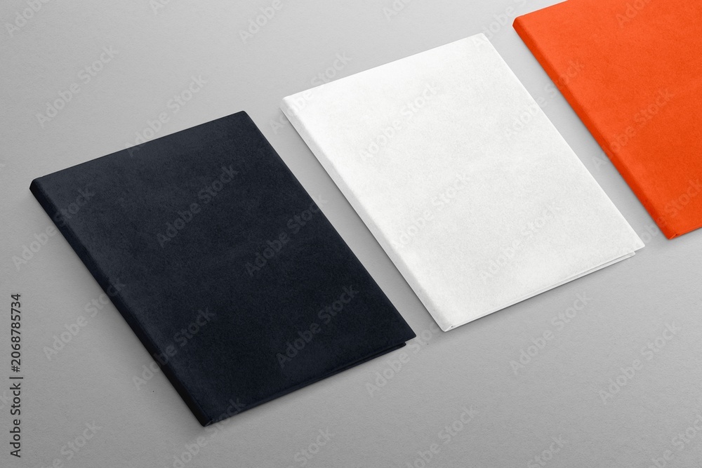 Fototapeta premium Blank book cover, publishing product set with design space