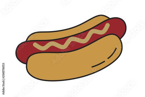 Classic hot dog with mustard for Fourth of July summer cookout