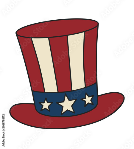 Patriotic Uncle Sam top hat with stars and stripes for Fourth of July