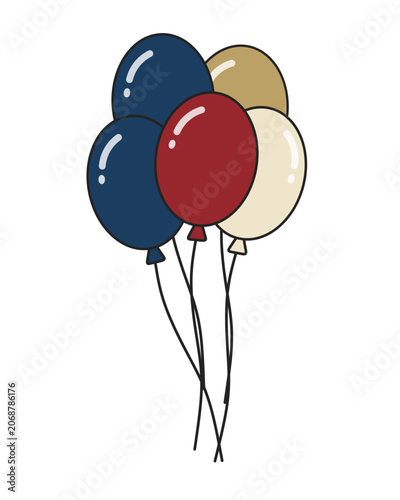 Patriotic red white and blue balloons bunch for Fourth of July party
